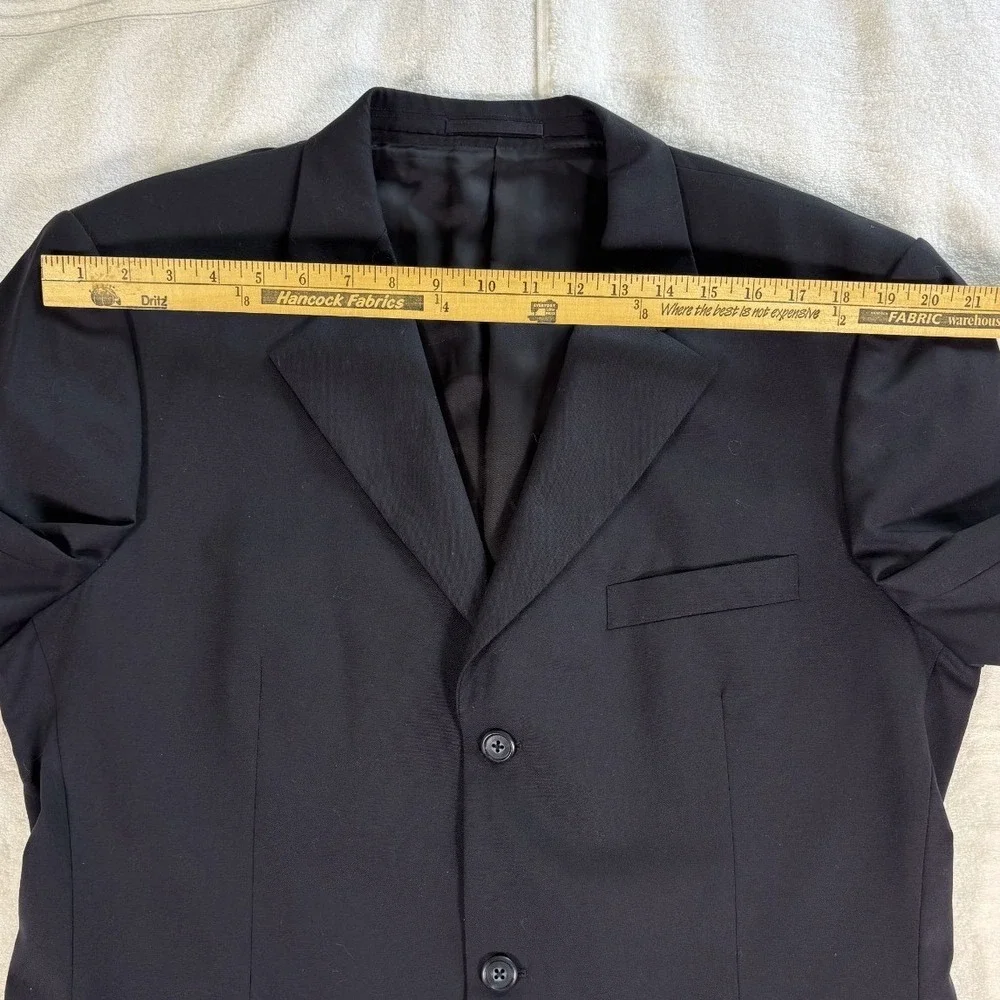 Larry Malkani Blazer Mens 42 Navy Blue Hand Tailored 3-Button Suit Jacket Preppy